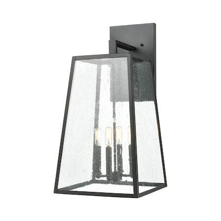 Meditterano 4-Light Sconce In Matte Black With Seedy Glass